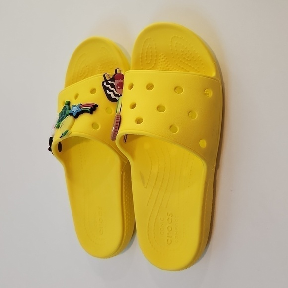 Crocs Classic Slide Sandals 206121 Yellow Slip On Unisex Men's Sz 4 Women's Sz 6 - Picture 2 of 15